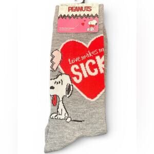 Peanuts Snoopy Valentines Day Socks “Love Makes Me Sick socks